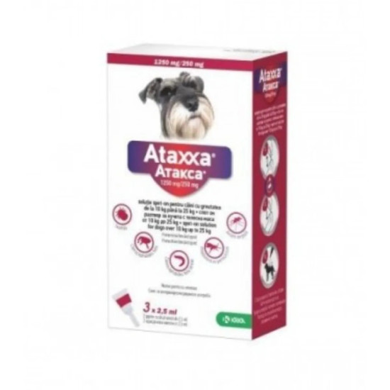 Ataxxa – Deparazitare externa pentru Câini 10–25 kg (3 x 2,5 ml, Krka Vet)